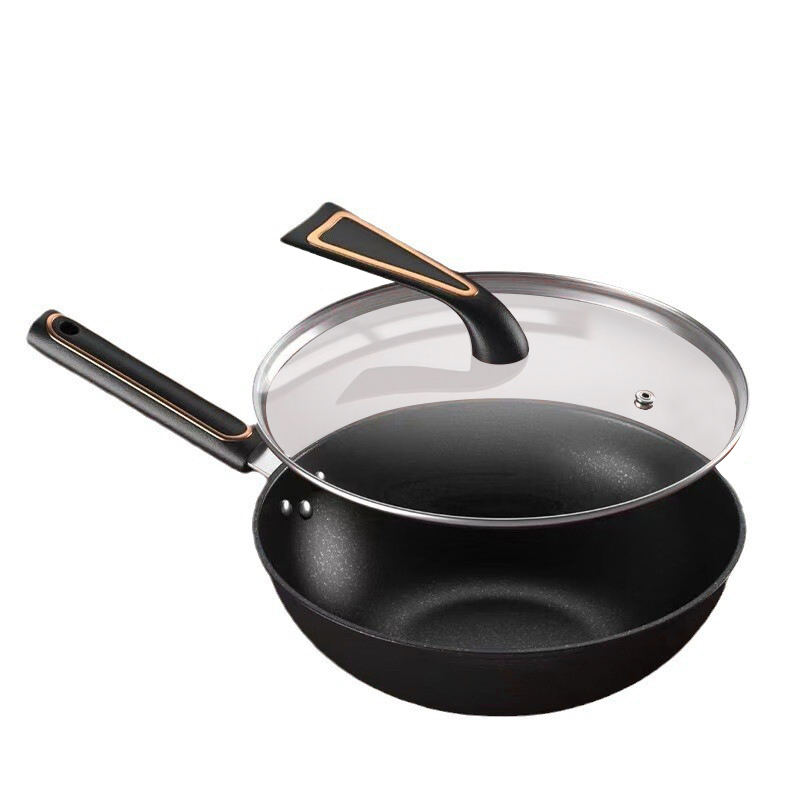 Enamel Coated Cast Iron Frying Pan with Glass Cover