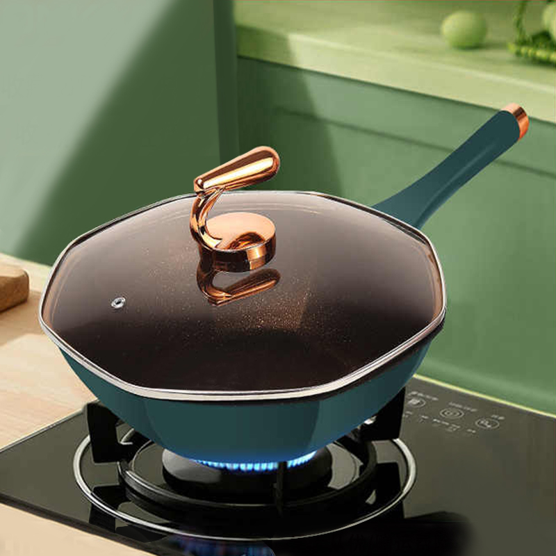Universal Wheat Stone Octagonal Wok Frying Pan