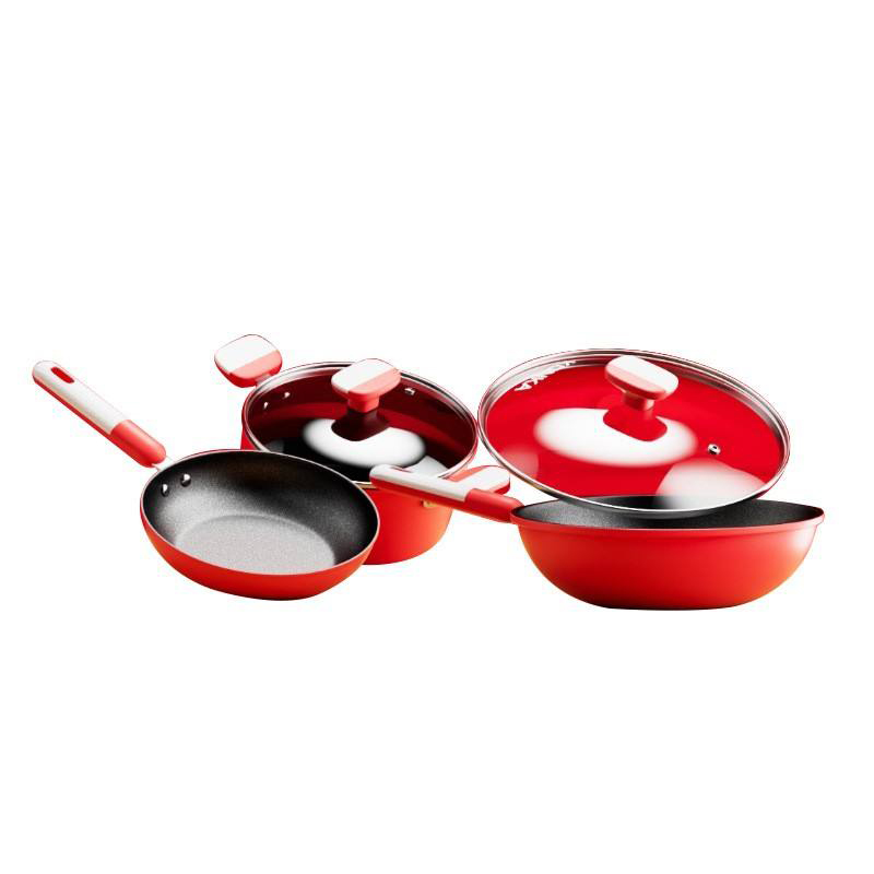 Huangxu Multi Piece Kitchen Frying Pan Set For Healthy Home Cooking Needs
